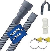 Anchira Washing Machine Drain Hose 1m, Dishwasher Waste Pipe Extension with Bracket Connector and Clamp, Washing Machine Waste Pipe, Universal Drain Hose Extension Kit for Washing Machine Dishwasher