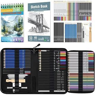 KOMLISATS 73Pcs Professional Drawing Set Sketch Pencil Set, Art Supplies Art Kit für Artist Beginners Kids Adults…