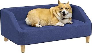 PawHut Dog Sofa Bed, Cat Sofa, Dog Couch w/Soft Cushion, Removable and Washable Cover, for Small, Medium and Large Dogs, 95 x 63 x 39cm - Blue