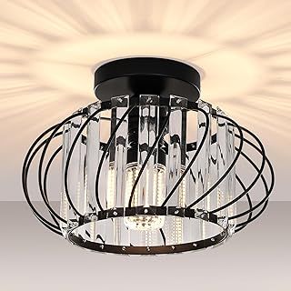 FRIDEKO HOME Modern Ceiling Light- Easric Black Ceiling Lighting Ceiling Lights Living Room LED Crystal Chandeliers Fittings for Kitchen Hallway Dining Rooms Bedroom - 28CM