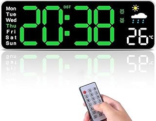 Large Digital Wall Clock, 13 Inch LED Wall Clocks with Remote Control, Adjustable Brightness Countdown Clock with Date/Time/Humidity level/Temp Display for Home, Gym, Office
