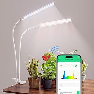BBSolar WiFi Smart Grow Lights for Indoor Plant, 2 Heads Full Spectrum 138 LEDs 2500 lm Plant Lights Compatible with Alexa & Google Home, Grow Lamp with Voice & Remote Control