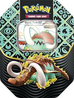 Pokémon TCG: Scarlet & Violet—Paldean Fates Tin – Great Tusk ex (1 Foil Promo Card & 4 Booster Packs)
