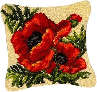DIY Latch Hook Kits Cute Flowers Cushion DIY Craft for Beginner Adults, Flower 7