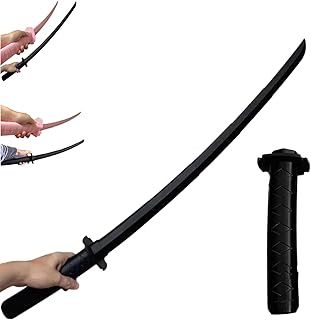 3D Printed Gravity Retractable Samurai Sword Model Toys, 3D Printing Fidget Samurai Toy, Funny Plastic Telescopic Katana Toy, Creative Decompression Tricky Toy (Black)
