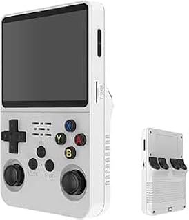 R36S Handheld Game Console, 64GB TF Card, 17,000+ Retro Games, 3.5-Inch MIPI Screen, Open Source Linux, Portable Video Player (White)