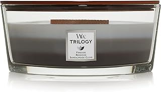 WoodWick Scented Candle with Crackling Wick, Warm Woods Ellipse Trilogy Candle, Long Burning Candles: Up to 50 Hours Burn Time, Perfect Gifts for Women