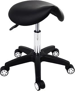 Saddle Chair for Workshop Adjustable Rolling Stool With Wheels Tattoo Chair Massage Chair Shop Stool Salon Stool (Black)