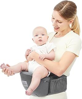 Baby Carrier Hip Seat 0-36 Months Lightweight 3 in 1 Baby Carrier Newborn to Toddler HipSeat (with Waist Extender, Foam Series, Air Grey)