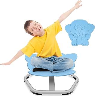 Hjh Sensory Spinning Toy, Kids Swivel Chair, Blue 360° Spinning Seat, Spinning Chair Wobble Chair Autism Kids Balance Toys, Training Body Coordination, Science Toy for Kids