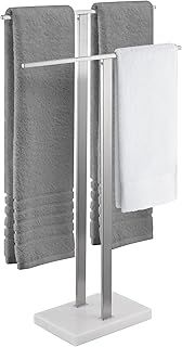 KES Free Standing Towel Rail for Bathroom Towel Stand 2-Tier Towel Rack with Marble Base SUS304 Stainless Steel Brushed Finish, BTH217-2