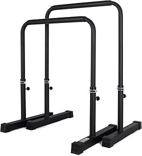 POWER GUIDANCE Dip Bar Adjustable Dip Station Pull Up Bar Body Strength Training - Adjustable Height for 77cm 84cm 91cm 98cm Square Base for Calisthenics Parallette