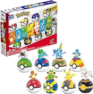 MEGA Pokémon Action Figure Building Toys, Beginner Trainer Team with 191 Pieces, 8 Characters Including Pikachu Charmander Squirtle, for Kids, HTJ75