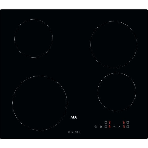 AEG 3000 Series Induction Hob 60cm, 4 Cooking Zones, IBX64200CB, Precise Touch Control, Fast Heat & Booster Function, Key Lock Safety, Built-In Electric Induction Cooktop, 560×490×480 mm, Black Glass