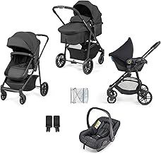 Ickle Bubba Star 3-in-1 Travel System with Astral Group 0+ Car Seat – Convertible Pram & Pushchair, Suitable from Birth to 15kg (Approx. 3 Years*), Spacious Basket & All-Terrain Wheels (Black)