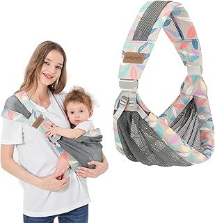 IULONEE Portable Breathable Baby Sling 3D Mesh Fabric Wrap Carrier Adjustable Sling Easy Toddler Carrier Comfortable Baby Wrap Carrier for Newborn Up to 3-36 Months (Blue)