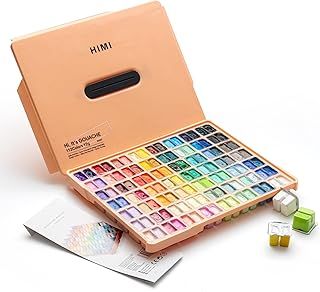 HIMI Twin Cup Jelly Gouache Paint Set, 112 colours, 12g, Jelly Cup Design, non-toxic paint for canvas and paper, artist supplies for professionals, students, children and more (Peach Fuzz)