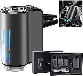 Car Diffuser Air Freshener,Smart Car Air Freshener,Car Air Diffuser with Three Adjustable,Rechargeable,Ultrasonic Atomizer,for Car Air Outlet,with 3 Bottles Essential Oil,Perfume Essentials