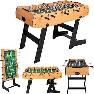 HLC 4FT Folding Football Table Foosball Soccer Indoor Game Table with Retractable Pole Kids Family Play Sports Fun