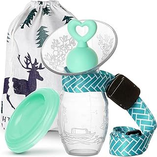 BumbleBee Manual Breast Pump Collector for Breastfeeding with Neck Strap, Cap, Stopper and Storage Bag, Made of Food Grade Silicone 3.04oz/90ml