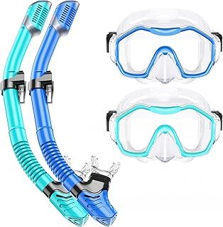 Lealinga Snorkel Set Adults 2Pack, Snorkel Mask Anti-Fog Panoramic View Diving Mask Dry Top Snorkel Kit with Travel Bag Diving Set for Snorkeling Scuba Diving Swimming Travel