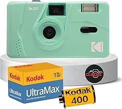 Reusable Film Camera Bundle includes Kodak M35 35mm Film Camera, Kodak 35mm film 36 exposures and Clikoze Tips Card (Blue)