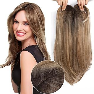 Hair Toppers for Thinning Hair 18inch hair Pieces for Women 6.5X6.5 Inch Hairtopper Adding Extra hairVolume, Natural Straight Hairpiece Super Soft Feel Like Realhair