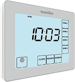 Heatmiser TM4 V2 230v 4 Channel Time Clock 7 Day Timer Programmer Touch Screen Thermostat Works With Heatmisers UH8 Wiring Centre Ideal for Zone Control and Scheduling.