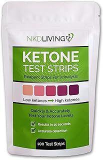 NKD Living Ketone Test Strips (100 Strips) - Accurate Detection of Ketones in Urine