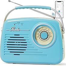Retro Radios Portable Am Fm, Small Vintage Bluetooth Radio, C*4 Battery Operated Radio or Plug in Wall, Support SD Card AUX USB MP3 Player for Home/Outdoor（Green）