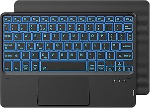 CACOE Wireless Keyboard with Touchpad, 10 Inch QWERTY, 7 Color Illuminated Backlit, Bluetooth for iPad/Samsung/Lenovo/Windows/iPad Pro/iPad mini, Black
