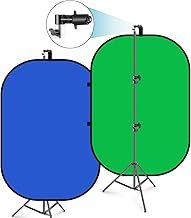 Neewer 5x7ft/1.5x2m Chromakey Foldable Backdrop with Stand 8.5ft/2.6m, 2-in-1 Reversible Green Blue Green Background Panel for Photography Studio, Live Streaming, Video Calls, Games