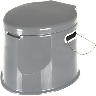Crystals 6L Large Lightweight Grey Portable Compact Travel Camping Toilet with Washable Basket and Toilet Roll Holder, Grey