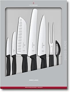 Victorinox Swiss Classic Kitchen Knife Set, Set of 7, Extra Sharp Blade, Stainless Steel, Black