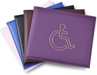Vicloon Disabled Badge and Timer Holder, PU Leather Disabled Badge Holder Wallet Protector, Blue Badge Timer Holder ProtectorHologram Safe Disabled Badge Holder (Purple)
