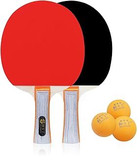 Ping Pong Paddles Set - Portable Table Tennis Racket Set With 2 Bats, 3 Balls for Beginners Indoor Outdoor