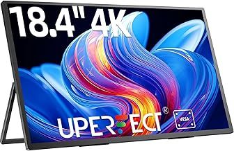 UPERFECT 18.4 Inch Portable Monitor 4K Ultra HD 3840x2160 with HDR/100% sRGB, Aluminum Case, Matte Monitor IPS Screen with Mini HDMI/Type-C Port/VESA Mountable, Extend Monitor for PC/Laptop/PS/Phone