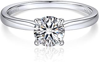 MomentWish Engagement Rings, 1/2Ct Moissanite Ring for Women, D Color VVS1 Lab Created Diamond Sterling Silver Ring Wedding Solitaire Rings