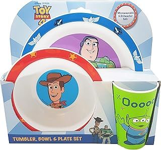 Disney Toy Story Kids 3 Piece Reusable PP Plate, Bowl & Cup Children – Dinnerware Tableware Set for Mealtimes at Home, On Holiday or at Picnics – for 24 Months & Up, Recyclable Lightweight Material