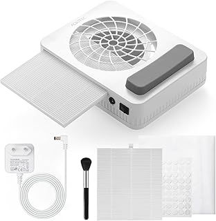 Aokitec Nail Dust Collector, 48W Dust Collector for Nail Salon Artist, Nail Vacuum Fan with Reusable&Disposable Filter, Nail Dust Extractor for Acrylic Builder Gel Nail Salon Home Use DIY