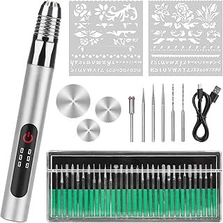 OBDResource Electric Engraving Pen Kit, Cordless USB Rechargeable Engraver for Wood, Glass, Metal, Stone, Plastic, Jewelry and Nails - Mini DIY Crafting Tool With Rotary Etching Drill