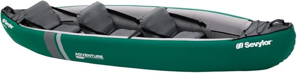 Sevylor Adventure Plus Kanu; aufblasbares Kanu für 2 Personen + 1 Kind, Faltkajak mit robuster Polyester Außenhülle, hohe Stabilität auf dem Wasser