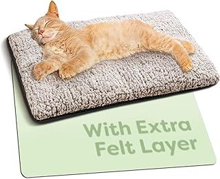 Self Heating Cat Bed - 60 x 45 cm - Soft & Cuddly Cat Blanket - Noise Dampening - Washable Cover - Non-Slip Underside (Brown)