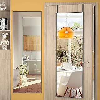 Hasipu Door Mirror Full Length, 130 x 40cm Full Body Wall Mirror Over The Door Hanging Mirror for Bedroom, Living Room, Cloakroom