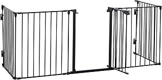PawHut Pet Safety Gate 5 Panels Playpen Metal Fence w/ Walk Through Door - Black