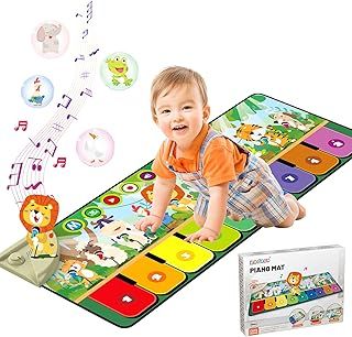 Toys for 1-4 Year Old Boys Girls, Musical Play Mat with 9 Piano Keyboard, Piano Dance Mat Built in 19 Sounds & Recording Function for Toddlers Infant Kids Birthday Gifts Present Early Education