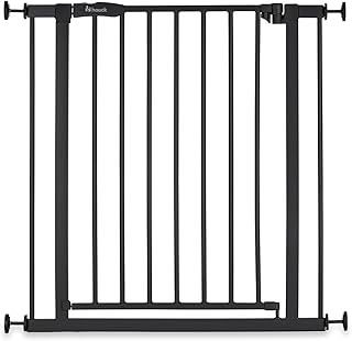 hauck Open N Stop 2, Black - Pressure Fit Baby Gate 75-80 cm for Doors and Stairs, Closes Manually, Opens to Both Sides with One Hand, Metal, Mounting Accessories Included