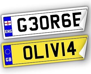2x KIDS NUMBER PLATES FOR RIDE ON and KIDS ELECTRIC CAR | SELF ADHESIVE (140mm x 35mm) CHILDREN'S ELECTRIC RIDE ON CAR, TRIKE, BIKE, MOBILITY SCOOTER | Personalised Number Plates | Kids Number Plates