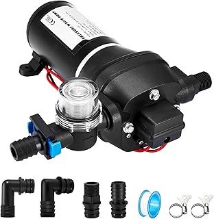 Pindex DC 12V High Pressure Diaphragm Water Pump for Campervan Motorhome, Self Priming Boat Water Pressure Diaphragm Pump for Boat Caravan Garden Camp Flushing, 40 PSI 2.8 Bar 20.8 L/min