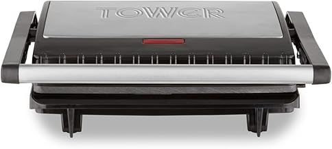 Tower T27038 Health Grill and Panini Grill with Non-Stick Cerastone Coating, 750W, Black & Stainless Steel